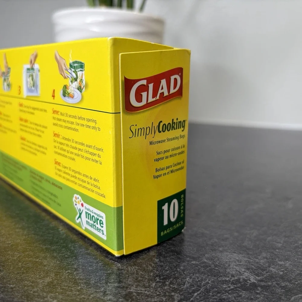 NEW Box of 10 Glad Simply Cooking Microwave Cooking Steaming‎ Bags Discontinued